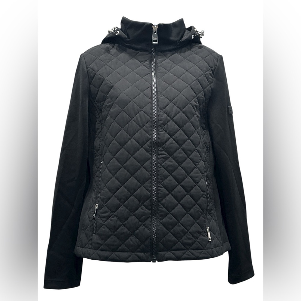 #474 Andrew Marc Black Quilted Bomber Jacket